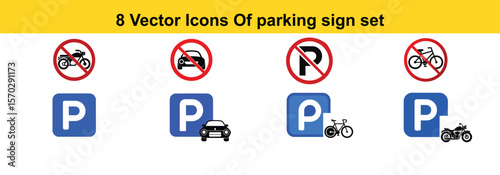 Collection of diverse parking signs for various traffic and informational purposes