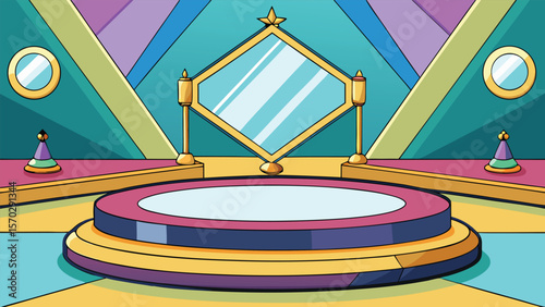 Kaleidoscope Mirror Podium Reflection Background.