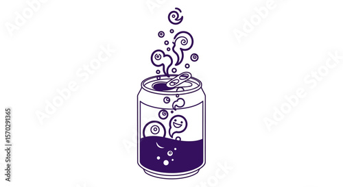 Playful Bubbles Escaping from Open Soda Can