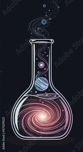 Swirling Galaxy Emanating from Laboratory Flask