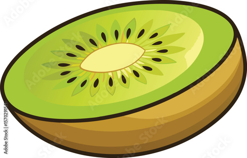 Kiwi Fruit Vector Cut In Half.