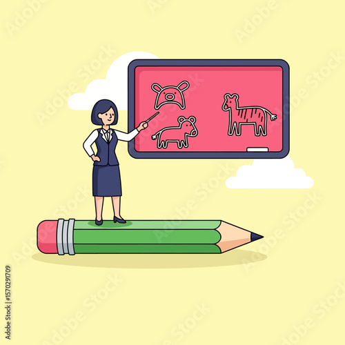 Woman Teaching Animal Lesson