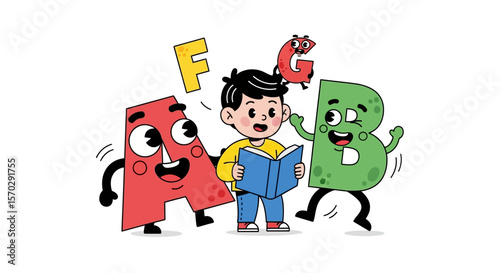 Child Learning Alphabet Letters Illustration