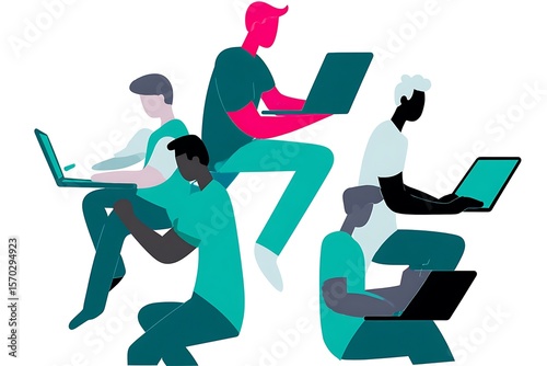 Group of people working on laptops.