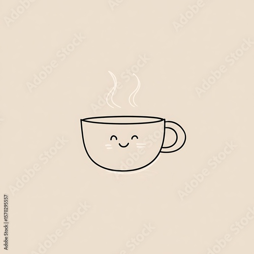 Cute cartoon coffee cup with steam.