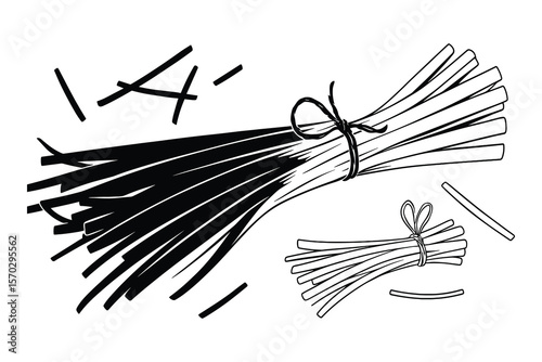 Bound Reeds Silhouette Tied Sheaf of Grain Harvested Crop Agriculture