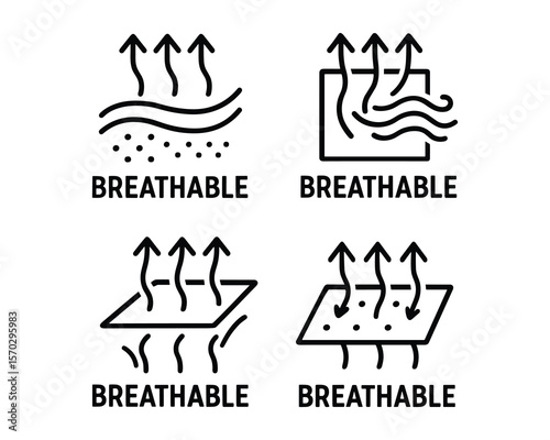 Breathable Fabric Icons Set Vector Illustration for Textile and Apparel