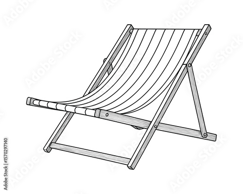 Classic Beach Chair Illustration for Relaxation and Summer Vacation Vibes
