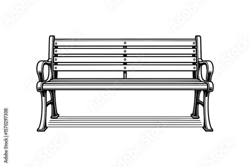 Classic Park Bench Vector Illustration for Outdoor Seating and Relaxation