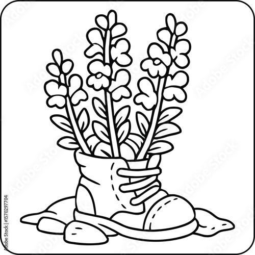 Flowers Growing in Old Boot