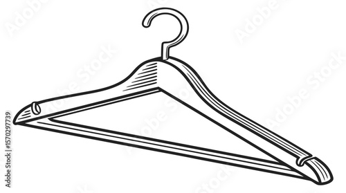 Minimalist Clothes Hanger Line Icon Illustration