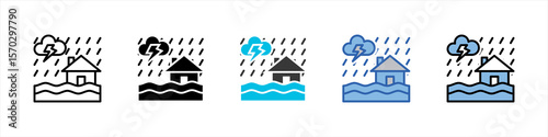 Flood Icon Pack Multistyle Illustration