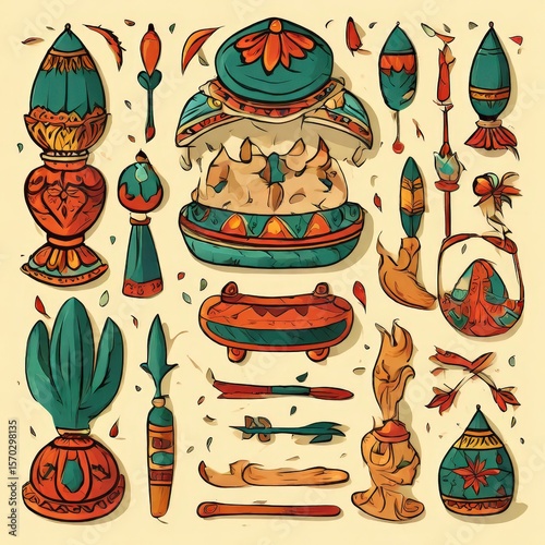 an AI Image Generator, Colorful Abstract Pottery Artwork Depicting Various