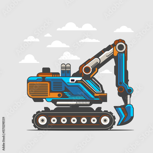 Heavy equipment flat cartoon ...