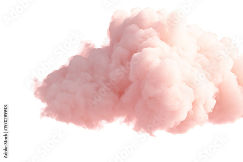 A soft pink cloud with a transparent background floats in the dark, creating a dreamy and ethereal effect, silhouette