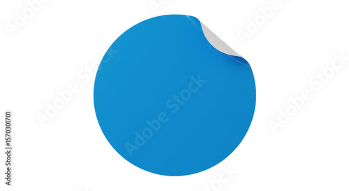Blue Round Sticker With Rolled Corner Isolated Background