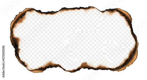 Burnt Paper Edge Texture Frame Border on Transparent Background PNG