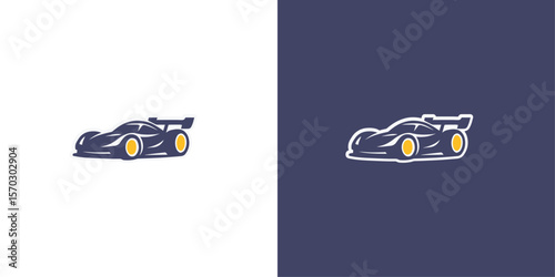 Racing sports car silhouette vector logo in dynamic speed style, generative ai