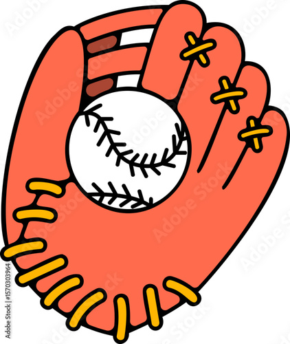 Softball Glove Catching Ball Vector Illustration