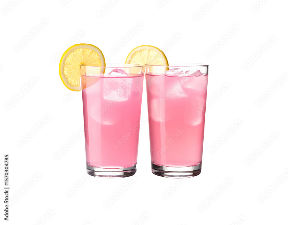 custom made wallpaper toronto digitalTwo Glasses of Pink Lemonade with Lemon Slices and Ice Cubes.