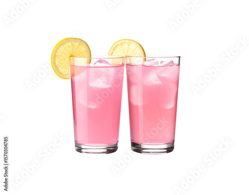 Wallpaper Mural Two Glasses of Pink Lemonade with Lemon Slices and Ice Cubes. Torontodigital.ca