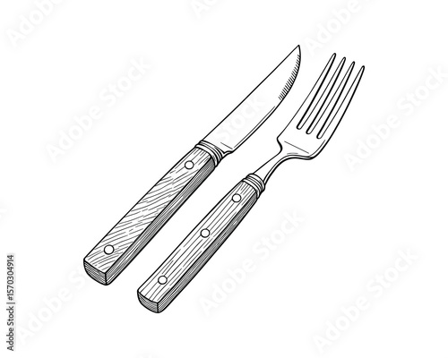 Elegant Silverware Set: Knife and Fork Utensils for Dining and Table Setting