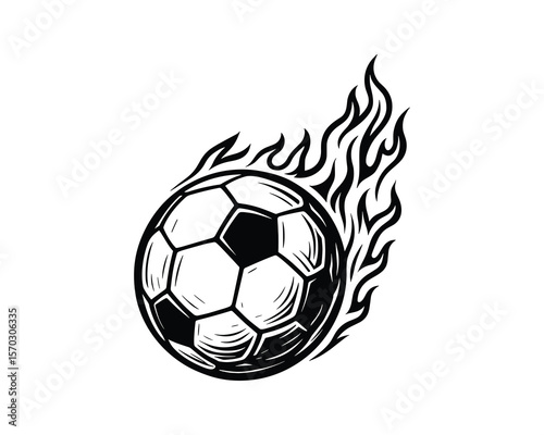 Flaming Soccer Ball Vector Graphic for Sports and Design Applications