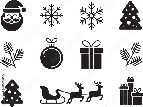 Xmas Ornament and Tree Silhouettes

