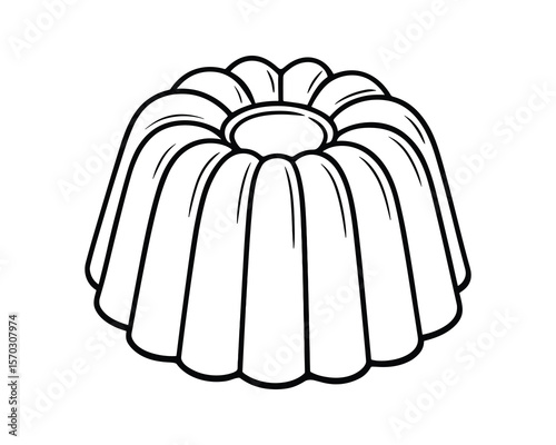 Gelatin Dessert Mold in Black and White Outline Style for Sweet Treats