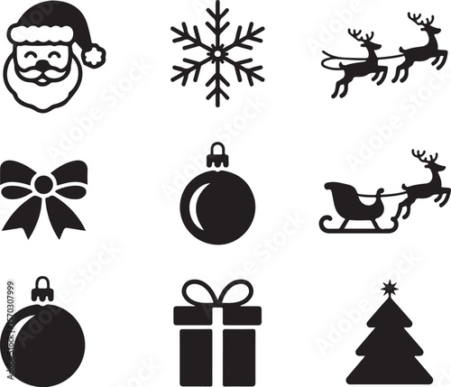 Christmas Silhouette Icon Set | Vector Pack

