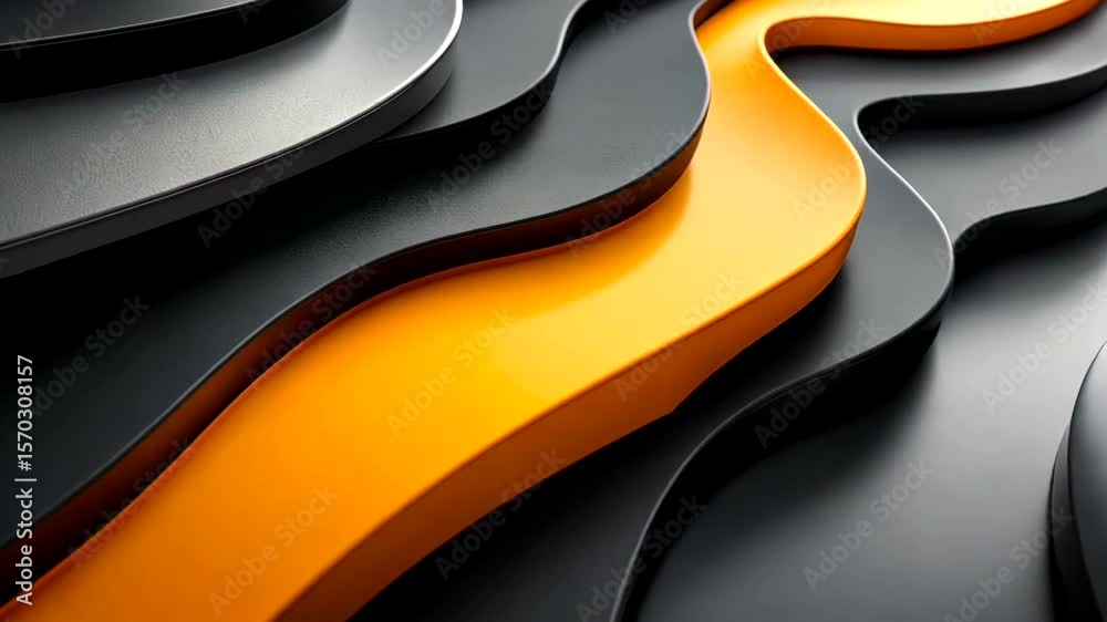 Abstract wave animation with flowing orange and black layers for modern presentation