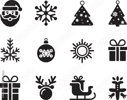 Christmas Silhouette Icon Set | Vector Pack

