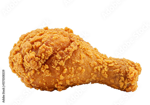 Crispy Fried Chicken Leg Isolated on Transparent Background