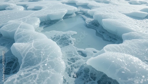 Wallpaper Mural Icy Puddles Translucent Ice Texture with a Spacious Centerpiece on a Winter's Day Torontodigital.ca