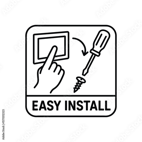 Icon of Easy Installation Service with Hand and Screwdriver in Outline Style