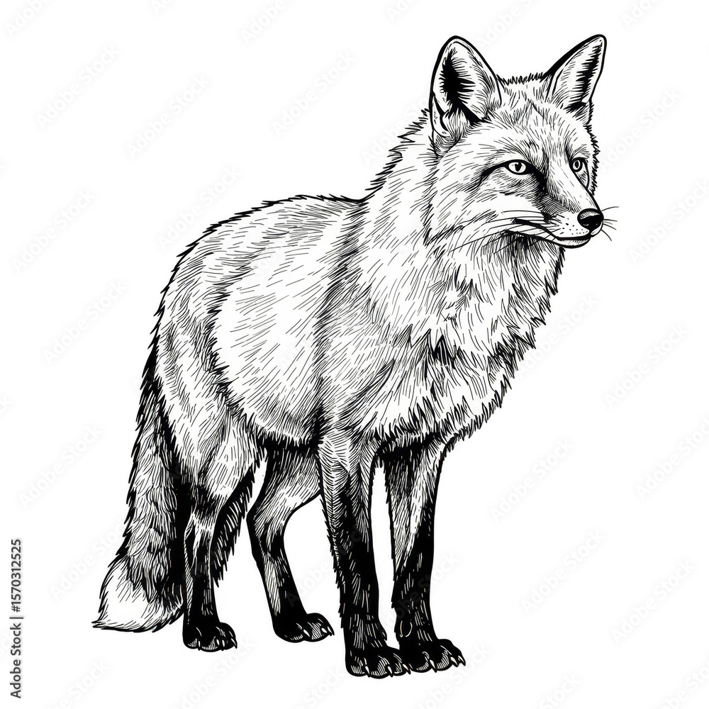 Fototapeta premium Fox Illustration Wildlife Animal Mammal Graphic Isolated Background