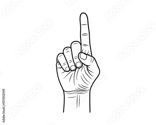 Index Finger Pointing Up Hand Drawn Illustration for Direction or Choice