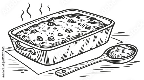 Hot Casserole in Baking Dish