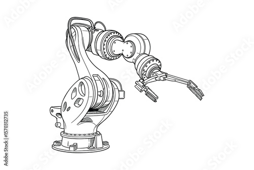 Industrial Robotic Arm Vector Illustration with Detailed Mechanical Design