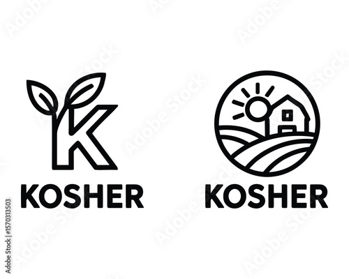 Kosher Certified Icons Set Vector Illustration for Food and Beverage Labels