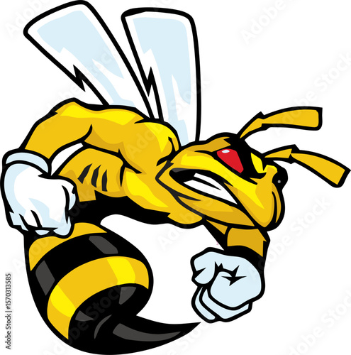 angry bee vector art illustration