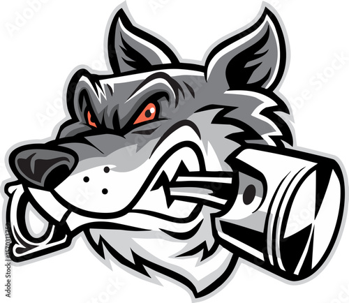 fox head piston design art illustration vector, editable color and size eps file