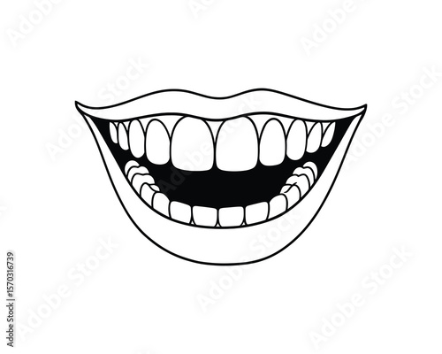Open Mouth with Teeth Vector Illustration Smiling Expression Graphic