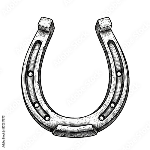 Horseshoe Symbol of Luck Metal Amulet Icon on a Transparent Background