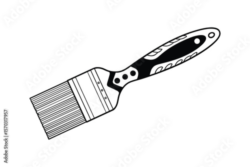 Paint Brush Outline Tool Equipment Instrument Painter Decorator Vector Art
