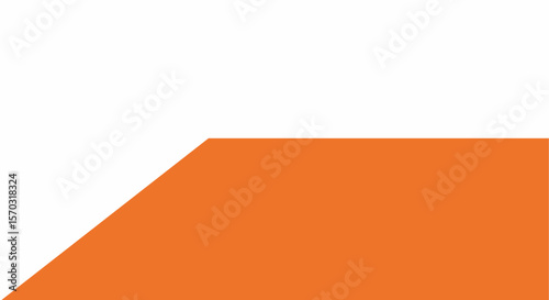 A solid orange slanted banner shape with a soft green edge, providing a warm and inviting corner design element.