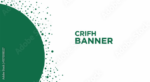 An abstract green background with scattered dots and text "CRIFH BANNER", suggesting a modern and textured design.