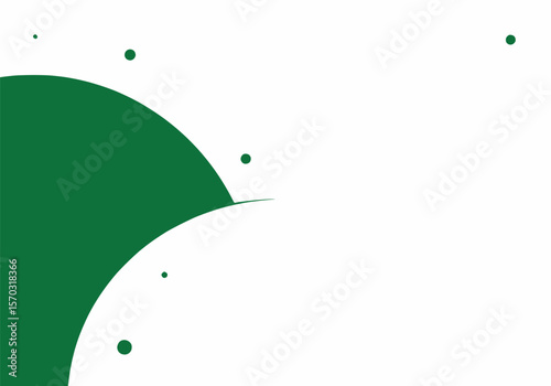 An abstract green triangular banner shape with small white dots, suggesting a modern and geometric design element.