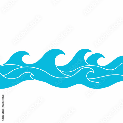 A vibrant blue set of stylized ocean waves, perfect for banners related to sea, travel, or freshness.