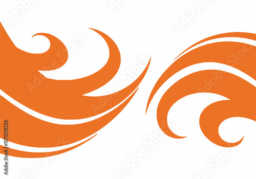 A dynamic and elegant abstract banner design featuring flowing orange and white curved lines.